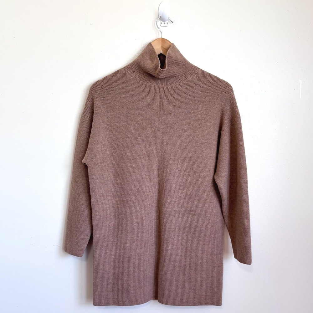 Babaton Womens Oversized Turtleneck Sweater 1 (US 4-6) Camel Merino Wool Minimal